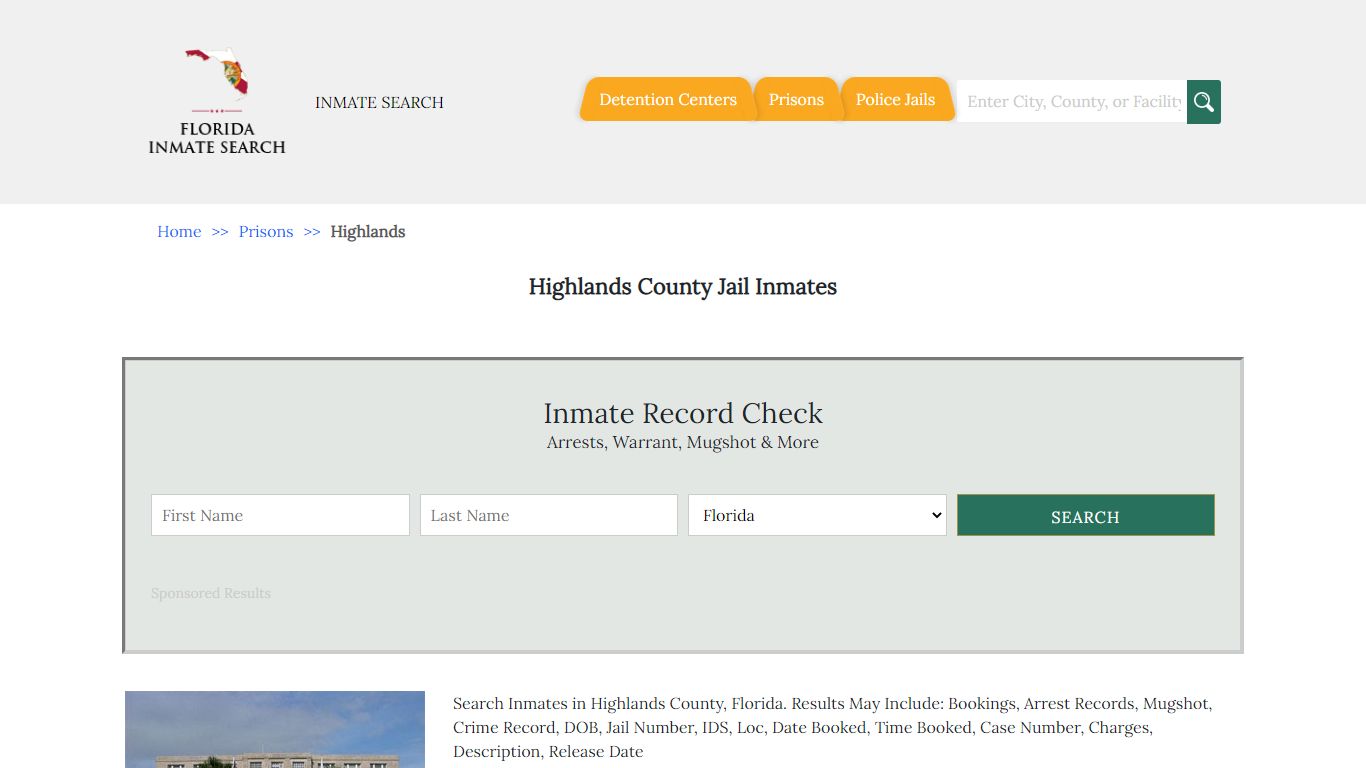 Highlands County Jail Inmates - Florida Inmate Search